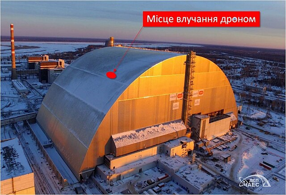 AKW Tschernobyl Schutzmantel Drohneneinschlag